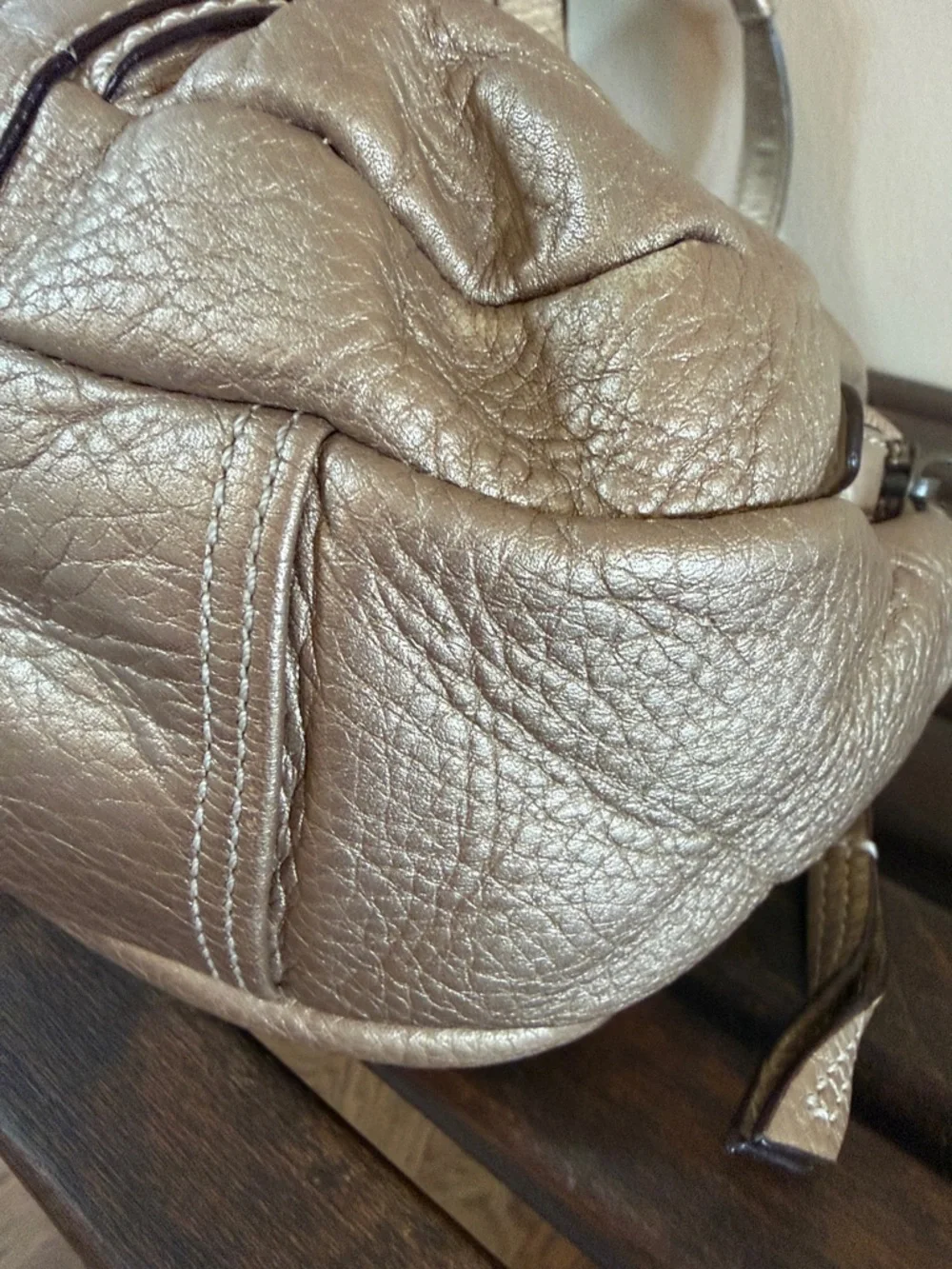Coach Bonnie Metallic Pebble Leather Satchel - Picture 10 of 16